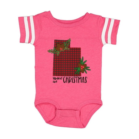 

Inktastic Home for Christmas Utah in Plaid with Holly Gift Baby Boy or Baby Girl Bodysuit