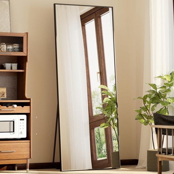 Lumora 71"x26.1" Full Length Floor Mirror Rectangular Freestanding Leaning Wall-Mounted Mirror, Black