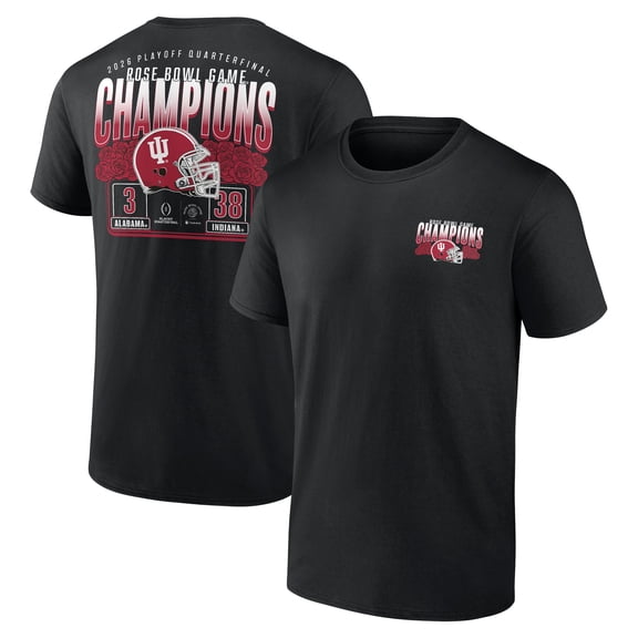 Men's Black Indiana Hoosiers College Football Playoff 2026 Rose Bowl Champions Scoring Drive T-Shirt