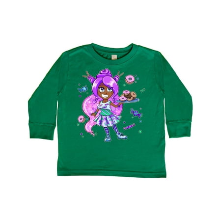 

Inktastic Girl with Purple Hair Donuts and Candy Gift Toddler Boy or Toddler Girl Long Sleeve T-Shirt