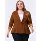 thumbnail image 2 of Blazer de talgrande pamujer con solacon muescas, dobladillo con volantes y péplum, paNavidad marrón 5X, 2 of 5