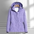 thumbnail image 2 of Hontri Women's Casual Jackets, Women's Autumn and Winter Solid Color Maple Print Windproof and Rainproof Hooded Coat Breathable Outdoor Jacket Purple 3Xl, 2 of 7
