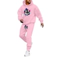 thumbnail image 2 of Men Sweatsuits 2 Piece Set Casual 67 Print Hoodie Sweatshirt and Joggers Sweatpants Sets Comfortable Fall Winter Sport Suit with Pocket Pink XL, 2 of 4