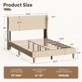thumbnail image 3 of Bestier Full  Size Bed Frame with Wingback Headboard, Corduroy Upholstered Platform Bed with Wood Slats, No Box Spring Needed, Taupe, 3 of 10