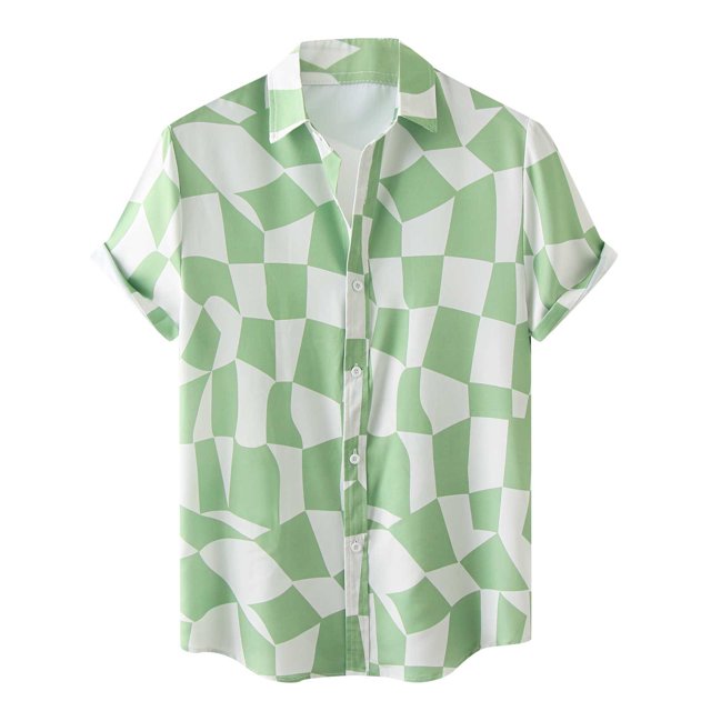 Hombres Casual Botones Playa Sin posicionamiento Estampado Turndown Camisa de manga corta Blusa Pompotops oipoqjl45456