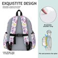 thumbnail image 5 of White Purple Butterfly Flower Pattern Cute School Backpack with Padded Back and Adjustable Shoulder Straps 13.4"x11"x4.7", 5 of 5