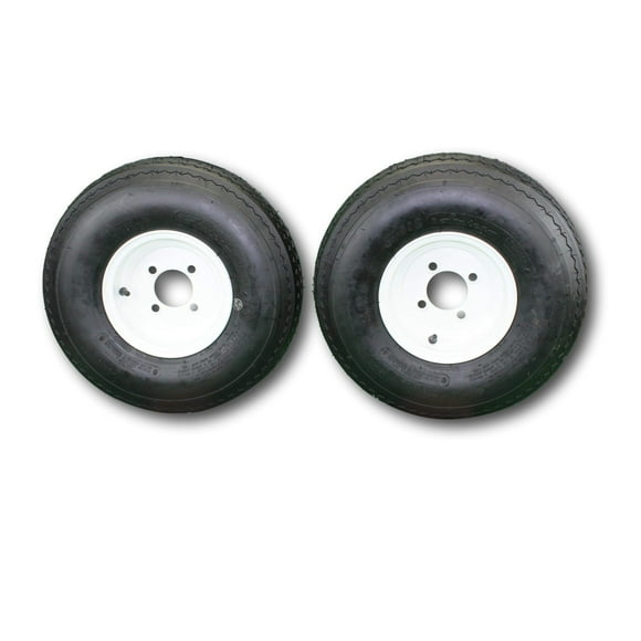 Antego 2-Pack Trailer Tire On Rim 570-8 5.70-8 Load C 4 Lug White Wheel