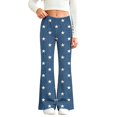 thumbnail image 4 of MuXiKeJi Clothes Jeans Baggy Kids Cute Print Elastic Waist Wide Leg Flared Denim Pants Regular Fit Long Casual Bottoms Girls Jeans Pants, 4 of 8