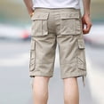 thumbnail image 3 of Cotton Cargo Shorts for Men with Multi Pockets Plus Size Straight Leg Casual Work Drawstring Bottom Knee Length Pant, 3 of 3