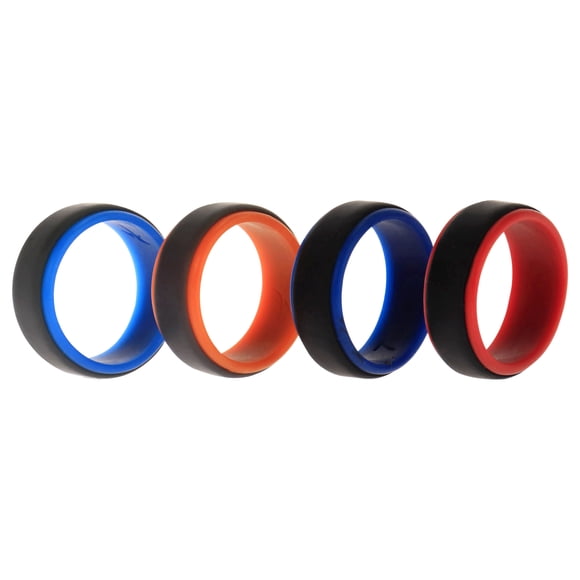Juego de anillos escalonados de 2 capas de boda de silicona - Gris Negro por ROQ para hombres - Anillo de 4 x 7 mm
