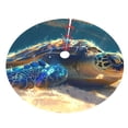 thumbnail image 5 of Cauagu 36" Christmas Tree Skirt Sunshine Underwater Sand Turtle Pattern Christmas Tree Decorations Tree Mat for Xmas Decorations Occasion Holiday Home Decor -36", 5 of 7