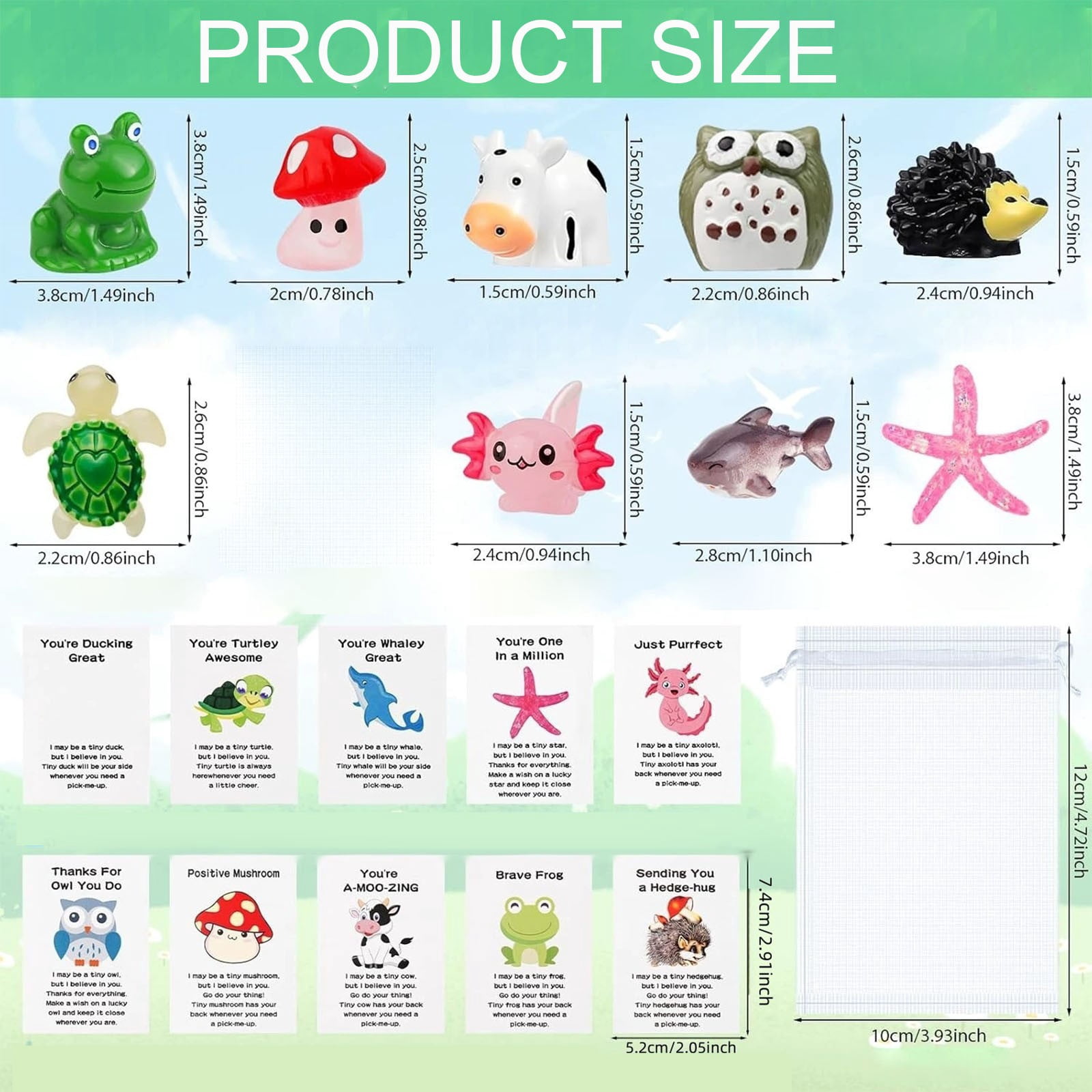 50Pcs Employee Appreciation Gifts Bulk, Appreciation Gifts for for Coworkers, Thank You Staff Office Volunteer Teachers Appreciation Bulk Gifts, Cute Mini Resin Gifts with Inspirational Note Cards