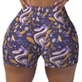 thumbnail image 2 of Lsque Snake And Floral Pattern High Waisted Biker Shorts for Women-Tummy Control Fitness Athletic Workout Running Yoga Gym Shorts,Moisture-Wicking-, 2 of 9