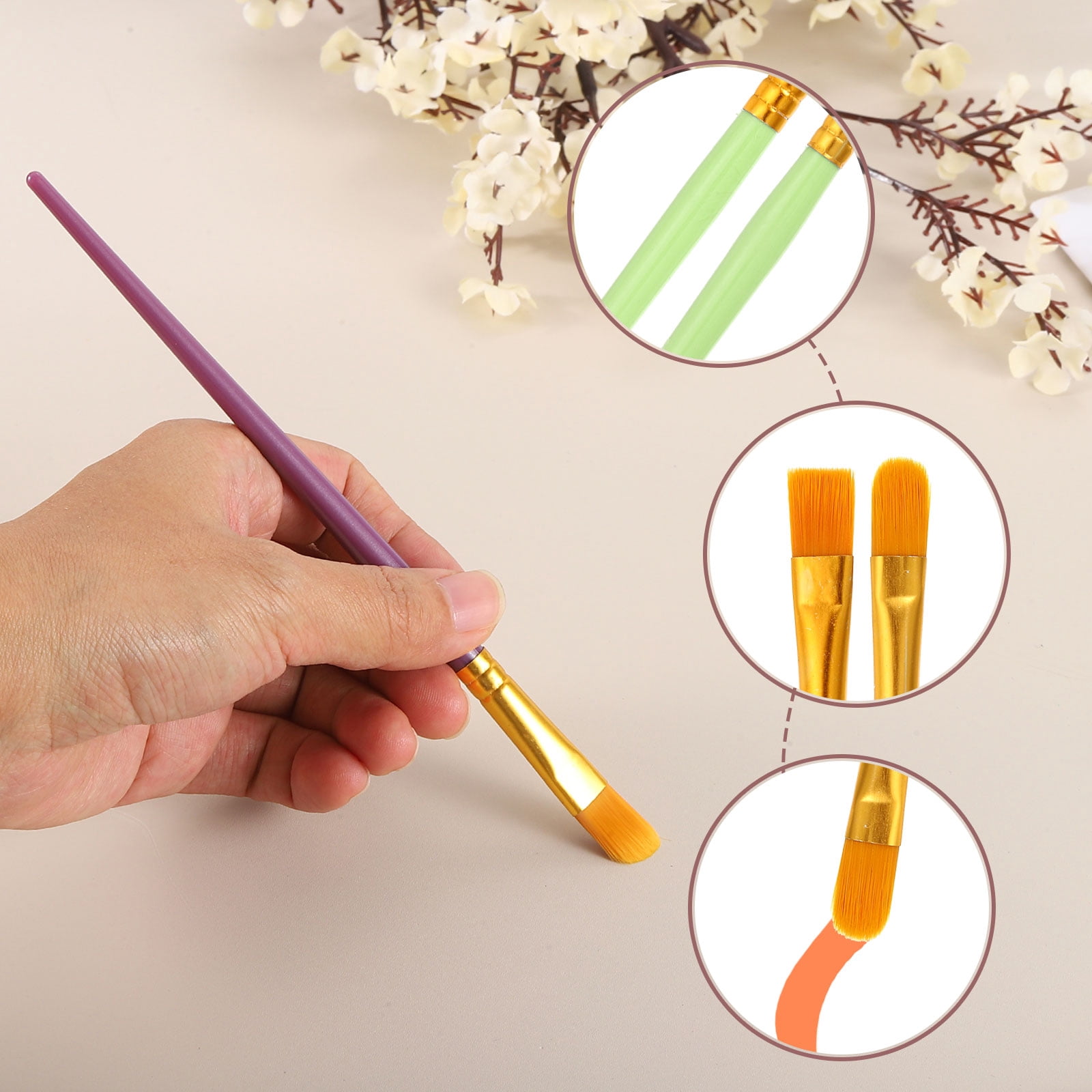 Paint Brushes Set, 200Pcs Acrylic Paint Brush Nylon Hair for Watercolor Oil Painting Miniature Detailing Rock Painting, Green