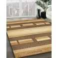 thumbnail image 3 of Ahgly Company Machine Washable Indoor Round Abstract Light Brown Area Rugs, 3' Round, 3 of 7