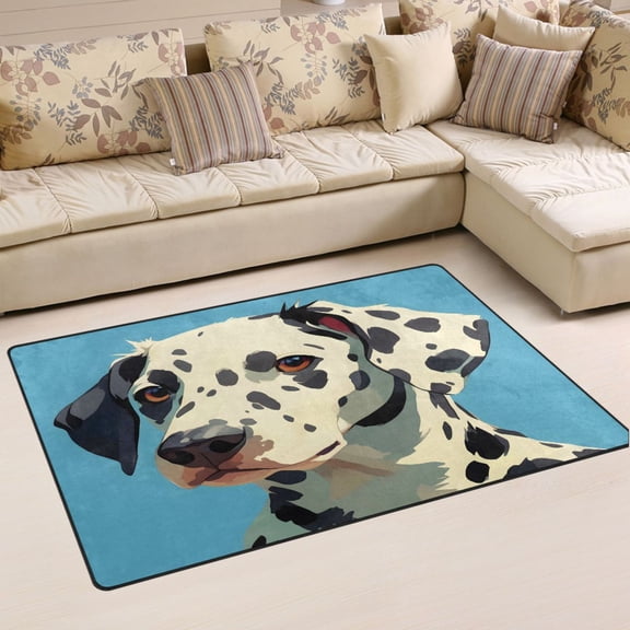 Ryvnso Dog on Blue Area Floor Mat Non-Slip Carpet Soft Rugs Doormats 31" x 20"