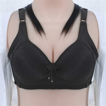 

WGOUP Women s large cup bra with thin die cup without steel ring Black(Buy 2 Get 1 Free)