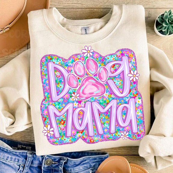 Dog Mama Sweatshirt, Preppy Dog Mom Flower Sweatshirt, Dog Coquette Sweatshirt, Mom Life Dog Mama Sweatshirt, Dog Gifts Sweatshirt