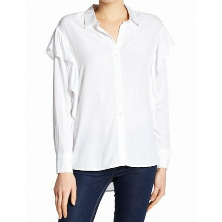 high low button down blouse