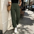 thumbnail image 6 of Levmjia Women's Casual Pants High Waisted with Pockets Drawstring Waist Scallop Hem Loose Fit Wide Leg Lounge Pants Solid Color for Summer Daily, 6 of 6
