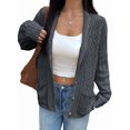 thumbnail image 2 of Women'S Oversized Chunky Knit Cardigan Fashion Long Sleeve Front Open Sweater Fall Winter Outerwear Dark Gray M, 2 of 7