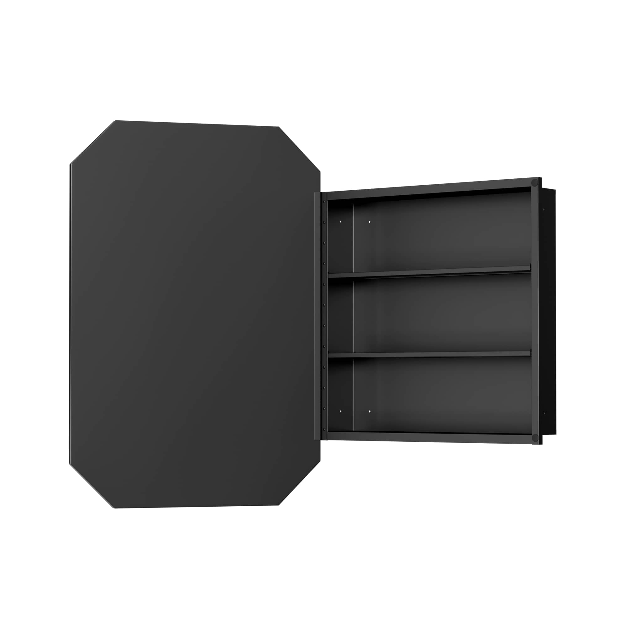 MAYEERTY 36"x24" Iron Octagonal Medicine Cabinet with Mirror for Bathroom , Black