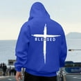 thumbnail image 3 of Men Jesus Hoodies Faith Christian God Bible Verse Cross Religious Pullover Sweatshirts Blue XXXL, 3 of 7