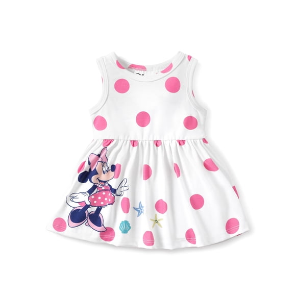 Vestido Disney Minnie Mouse para niña, blanco, lunares, 2T