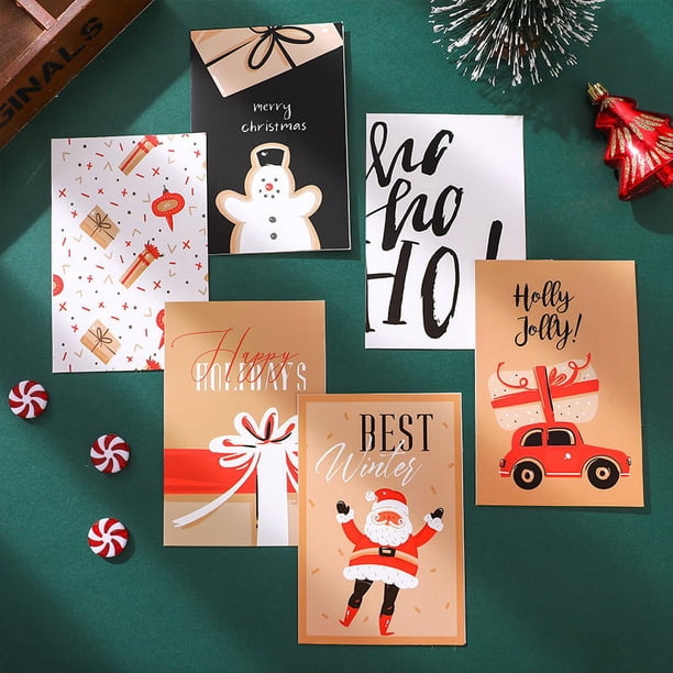 Juego de 24 tarjetas navideñas: tarjetas de felicitación navideñas con sobres y pegatinas a juego, 6 diseños variados, tarjetas navideñas al por mayor, perfectas para enviar cálidos deseos navideños