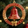 thumbnail image 4 of USA 250th Anniversary Bell Ornament - 3D Red & Gold Commemorative Hanging Decor, Elegant Doorbell for Patriotic Holidays, Christmas Tree, Collectors Gift, Enamel Crafted Detailing, 4 of 6