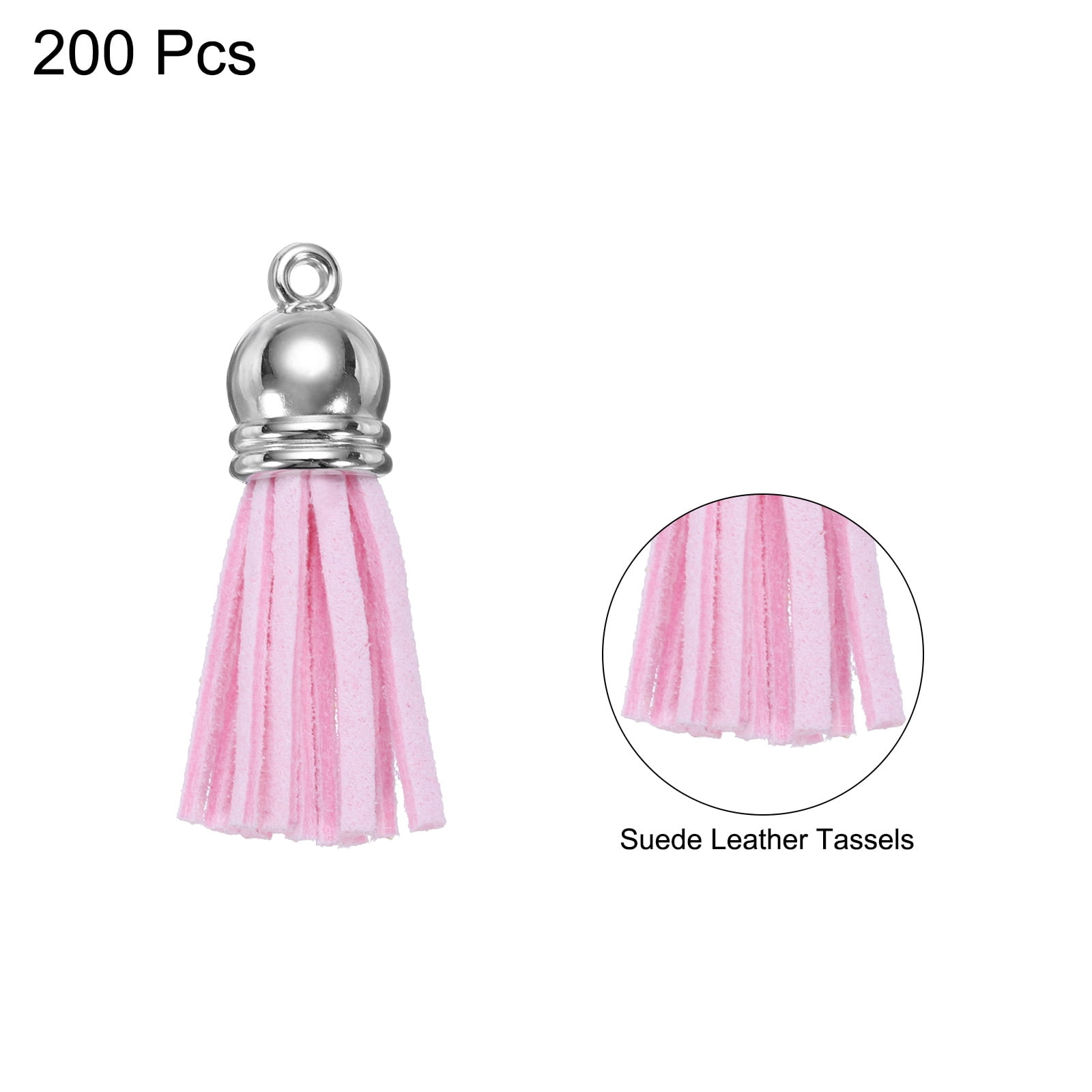 Unique Bargains Keychain Tassels Bulk Leather Tassels Pink