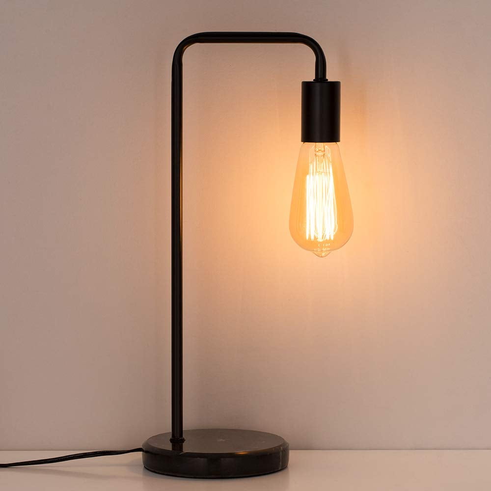 Haitral Black Industrial Modern Metal Table Lamp with Marble Base