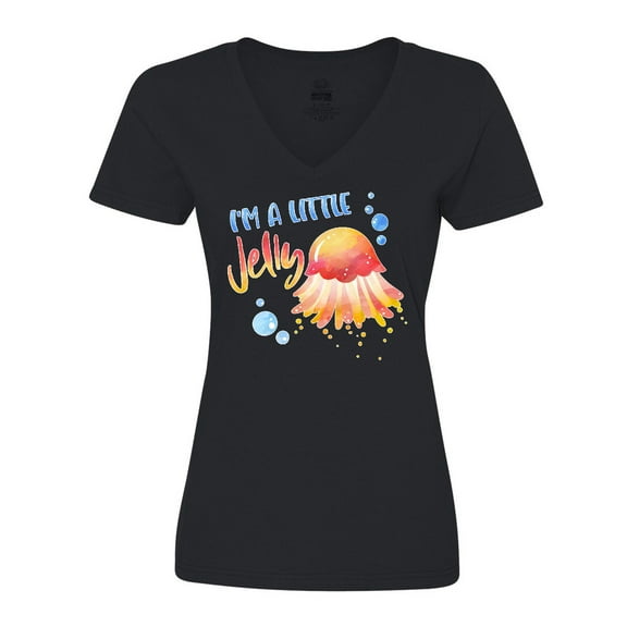 Inktastic I'm a Little Jelly Jellyfish Humor with Bubbles Women's V-Neck T-Shirt