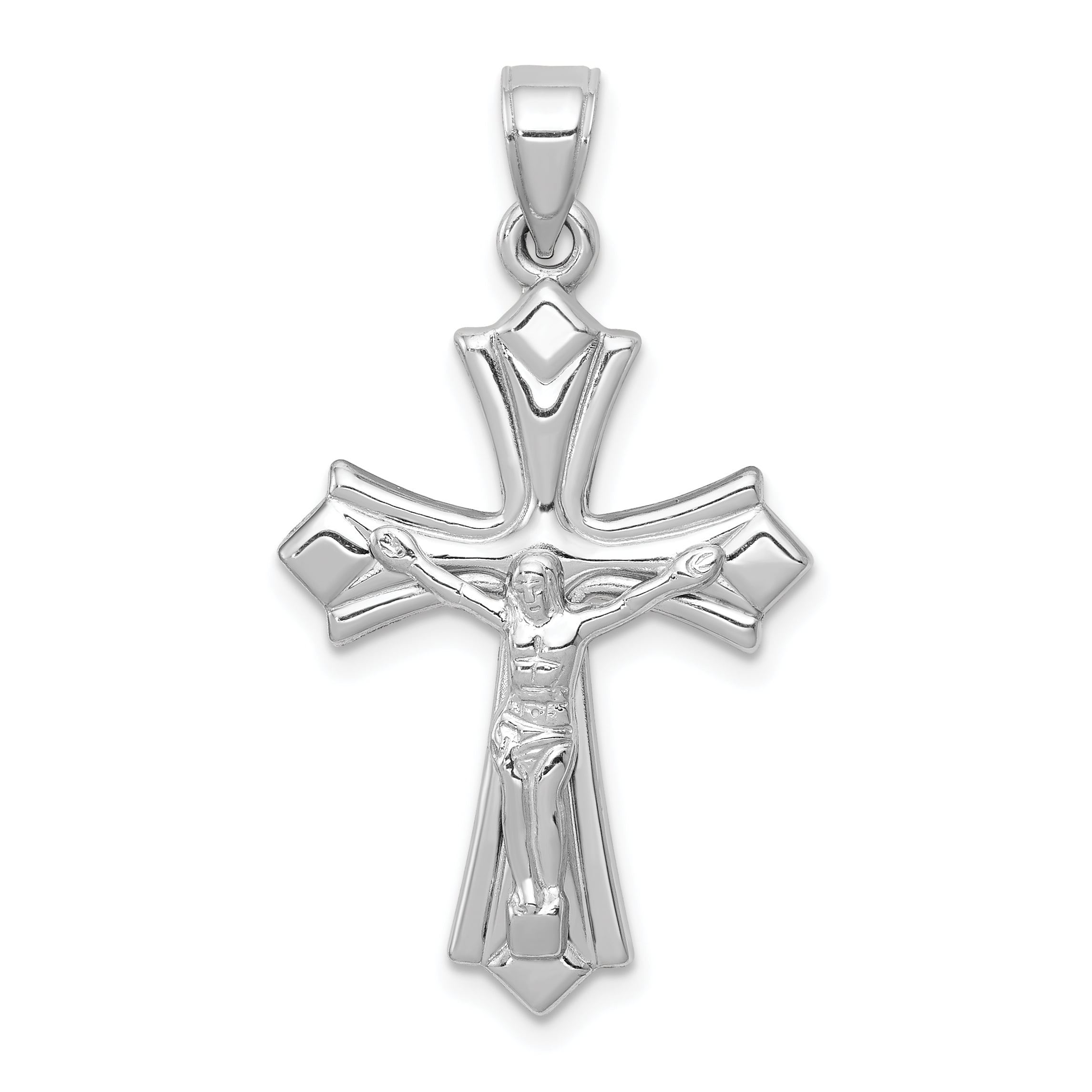 14kt White Gold Reversible Crucifix /cross Pendant Charm Necklace ...