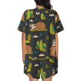 thumbnail image 3 of Naloa Funny Sloths In The Forest Women's Short-Sleeved Pajama Set, Loungewear, Summer pajamas, Breathable Cozy -, 3 of 9