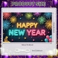 thumbnail image 2 of Neon Happy New Year Banner Firework Design New Year Display Star Pattern Colorful Festive Backdrop for New Year Party Holiday Celebration Night Event, 2 of 9