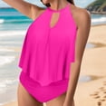 thumbnail image 1 of IDALL Tankini Swimsuits Bathing Suit Women Two Pieces Bathing Suit Top Ruffled With High Waisted Bottom Tankini Set Swim Suits for Women 2024 Womens Swimsuits Pink M, 1 of 9