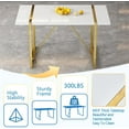 thumbnail image 5 of JUFU 7 Piece Dining Table Set for 6, 55" White Rectangular MDF Table with Gold Metal Legs and 6 White PU Upholstered Chairs, Modern Dining Room Set for Home and Office, 5 of 7