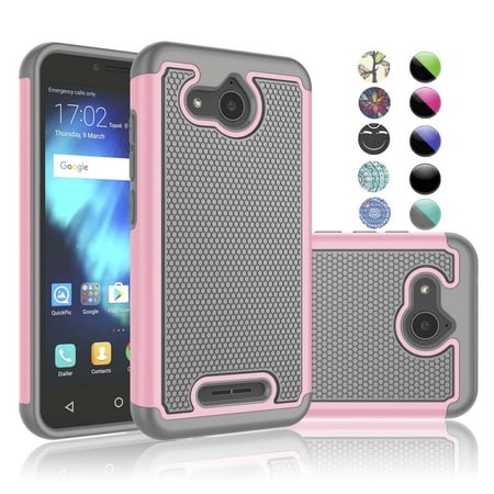 Alcatel Tetra Case, Alcatel Tetra Cute Case For Girls, Njjex [Shock Absorption] Hybrid Dual Layer Armor Defender Protective Case Cover For 2018 Alcatel Tetra 5041C 5.0
