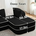 thumbnail image 4 of 77.2" Teddy Fabric No Assembly 32D High Density sponge Boneless Sofa,Fluffy Comfy Couch with double Chaises,Sleeper sofa,Contrast color design,Symmetrical aesthetics,for Living Room,Black, 4 of 10