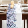 thumbnail image 3 of Table Runners 72 Inches Long Dress Scarves, Blue Purple Leaves Farmhouse Kitchen Table Runner, Coffee Tablerunners, Summer Botanical Eucalyptus Leaves 14x72 Inch, 3 of 9