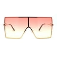 thumbnail image 1 of Oversize Shield Square Rimless Rectangle Flat Top Sunglasses Gold Orange Yellow, 1 of 4