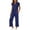 Navy, variant on mihongmao Womens Sweatsuits 2 Piece Set Women's Summer Comfortable Casual Sports Pleated V-neck Short Sleeved Pocket Pants Solid Color Set Khaki S