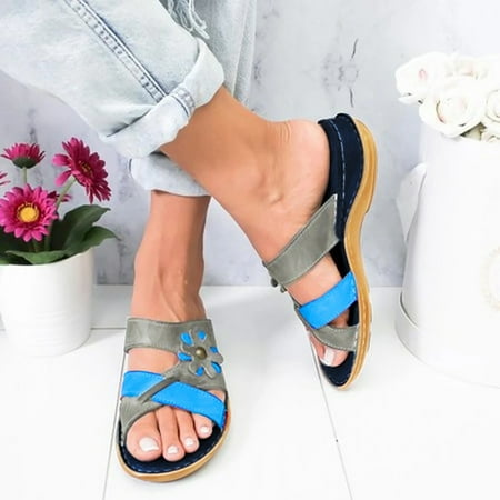 

Mishuowoti sandals for women 2023 Women s Ladies Fashion Casual Floral Sandals Wedges Slippers Outdoor Shoes