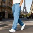 thumbnail image 6 of Sweatpants Mens Open Bottom Drawstring Outdoor Hiking Pants Casual Track Jogging, Blue M, 6 of 7