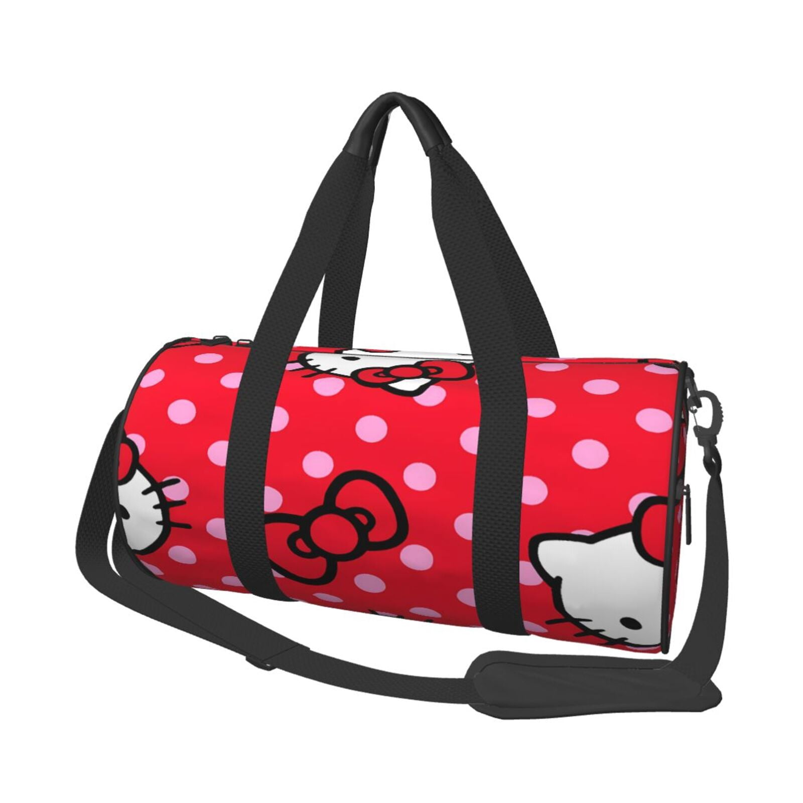 Pofeuu Sanrio Print Foldable Travel Duffle Bag with Removable Strap - Water-Resistant Gym Vacation Luggage Multi-Pocket Design