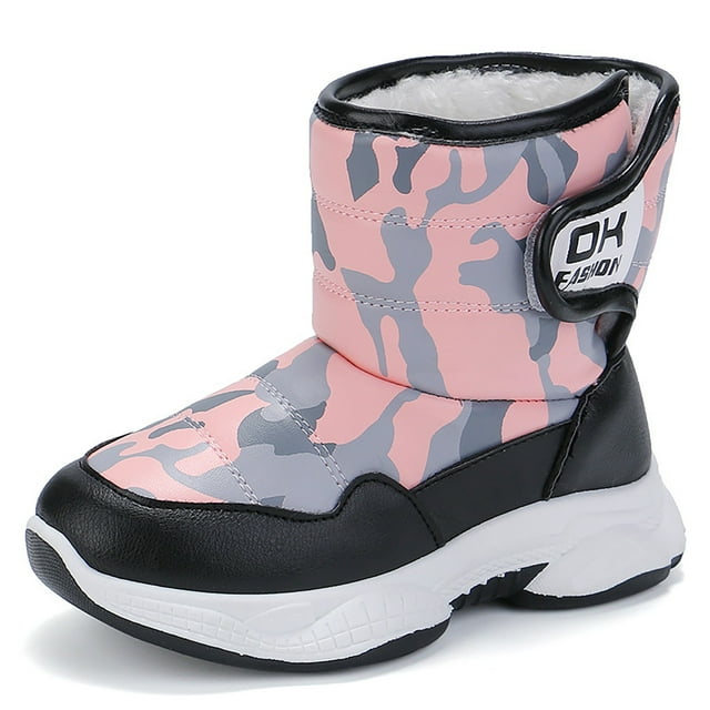 Children's Winter Solid Color Snow Boots Boys and Girls Non Warm Padded Thickened Boots