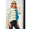 thumbnail image 3 of Womens Striped Pullover Sweater Crew Neck Long Sleeve Knitted Color Block Casual Loose Lightweight Sweaters for Women, 3 of 7