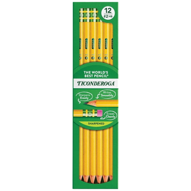 Lapices de Grafito Ticonderoga Classic Yellow Numero 2 HB Preafilados 12 Unidades