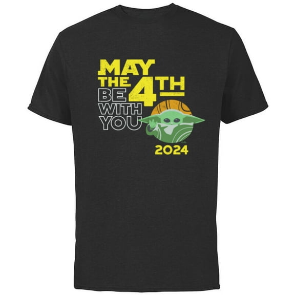 Star Wars Grogu May the 4th Be With You 2024 Distressed Look - Short Sleeve Cotton T-Shirt for Adults - Customized-Black